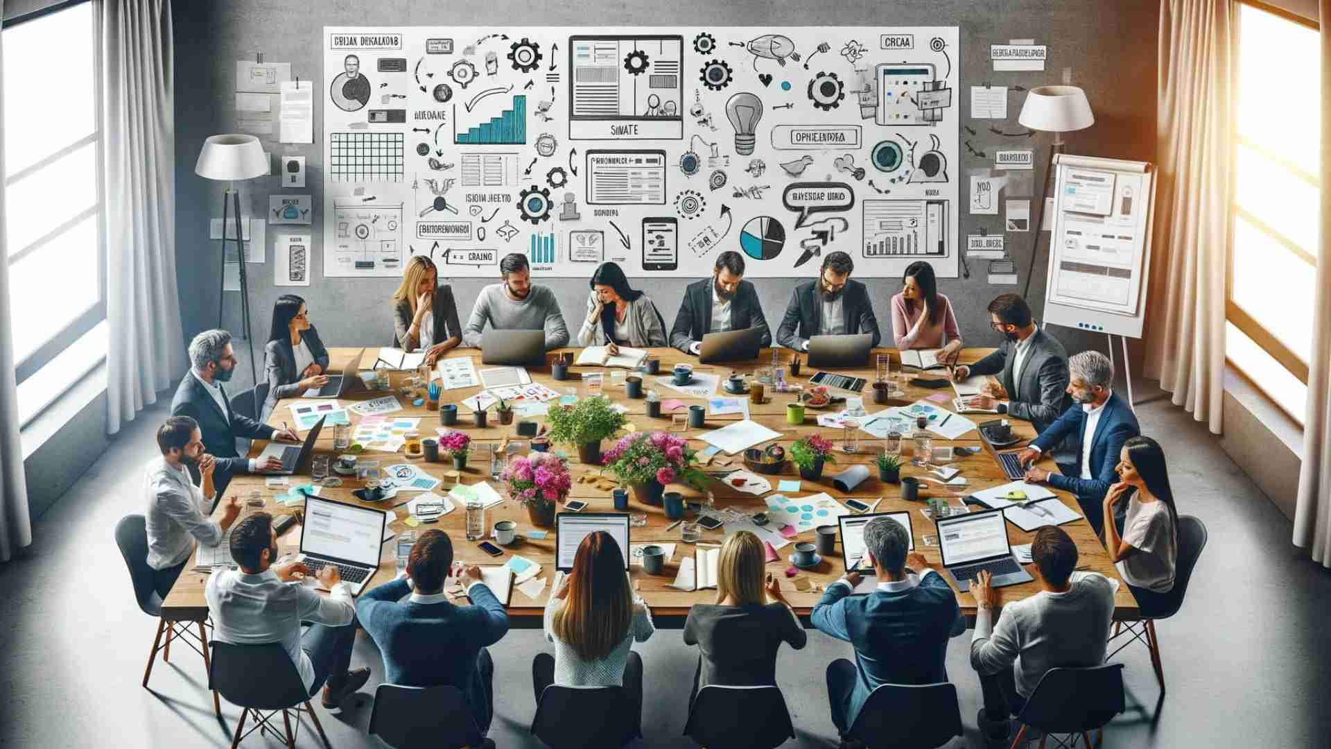 Sesión de brainstorming para la planificación de un sitio web personalizado y sitios web a medida