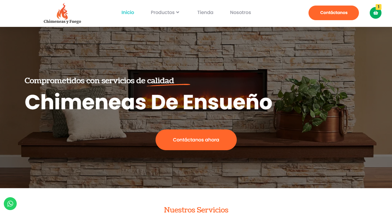 Página web Chimeneas y fuego diseñada por webs digitales