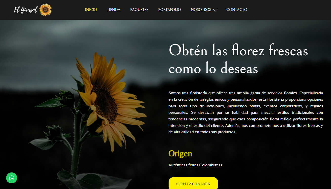 Sitio web de flores el girasol diseñado por webs digitales