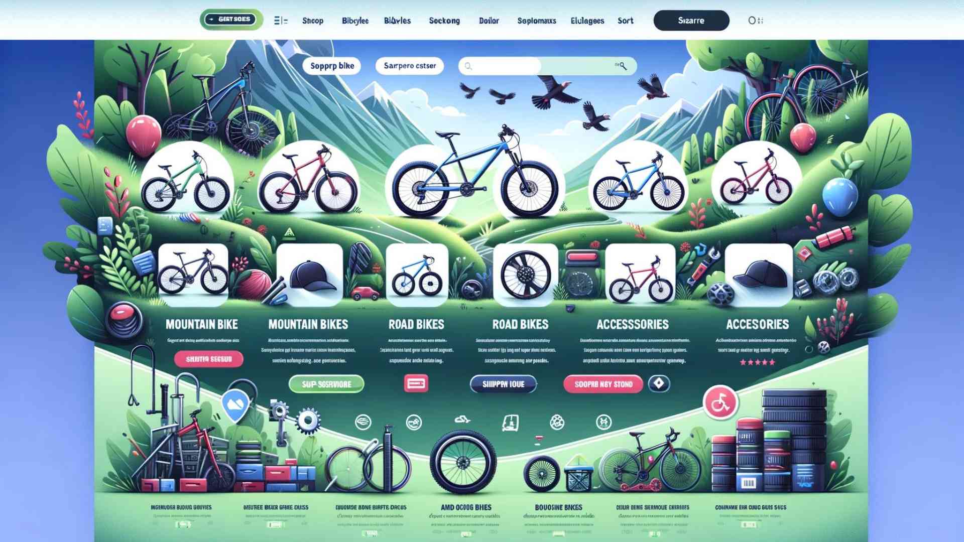 tienda virtual de bicicletas que exhibe múltiples bicicletas